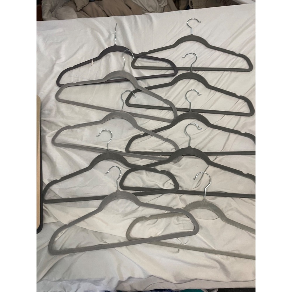 Lot of 10 multi grey Velvet Hangers Non-Slip Slim